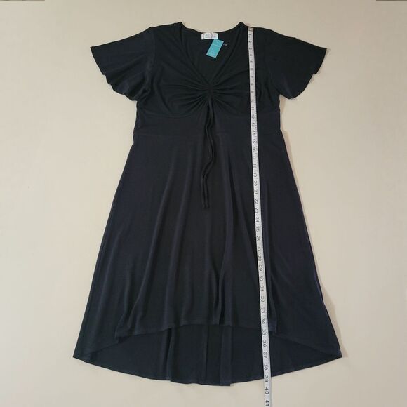 Maurice's Black V-neck A-line Flutter Sleeve Dress - Picture 6 of 15